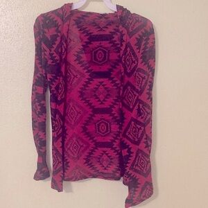 Blue heart Aztec Patterned Red and Black Women's Sweater